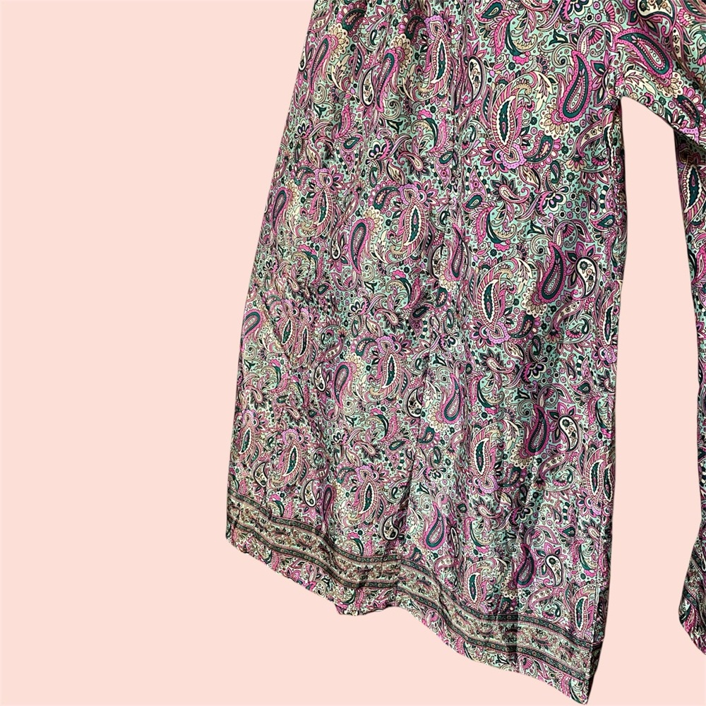 India Boutique Satin Extra Wide-Leg Boho Paisley Pants - Picture 4 of 8